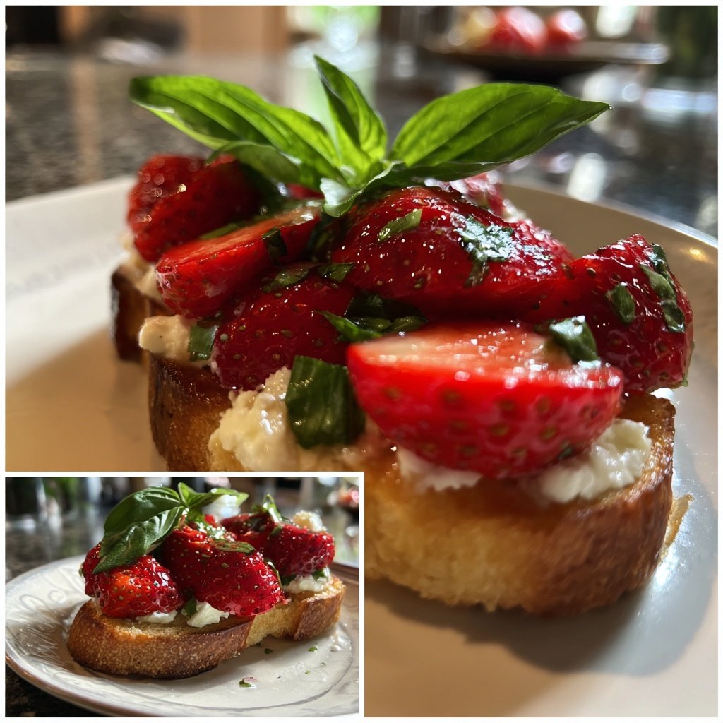 Caprese mit Erdbeeren und Basilikum