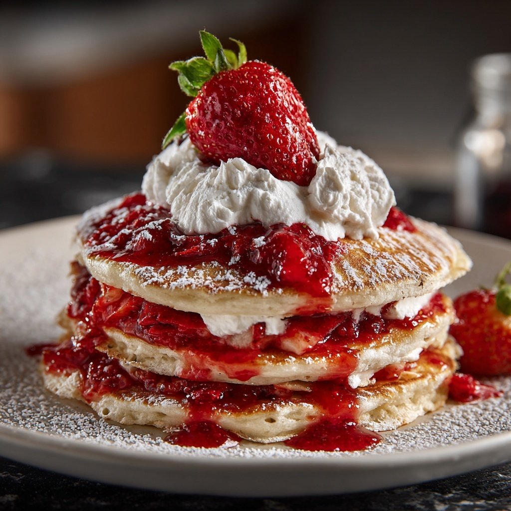 Pfannkuchen mit Quark und Erdbeeren