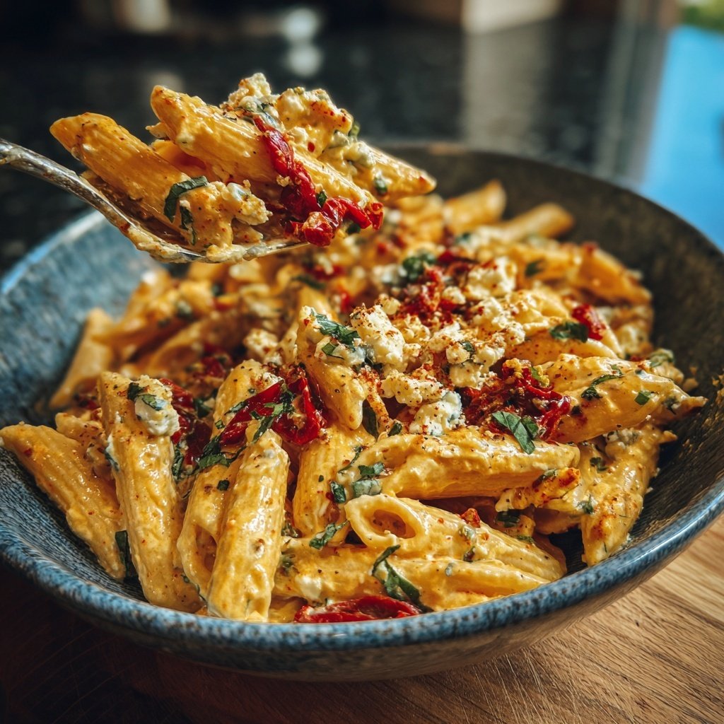 Penne mit Paprika und Feta