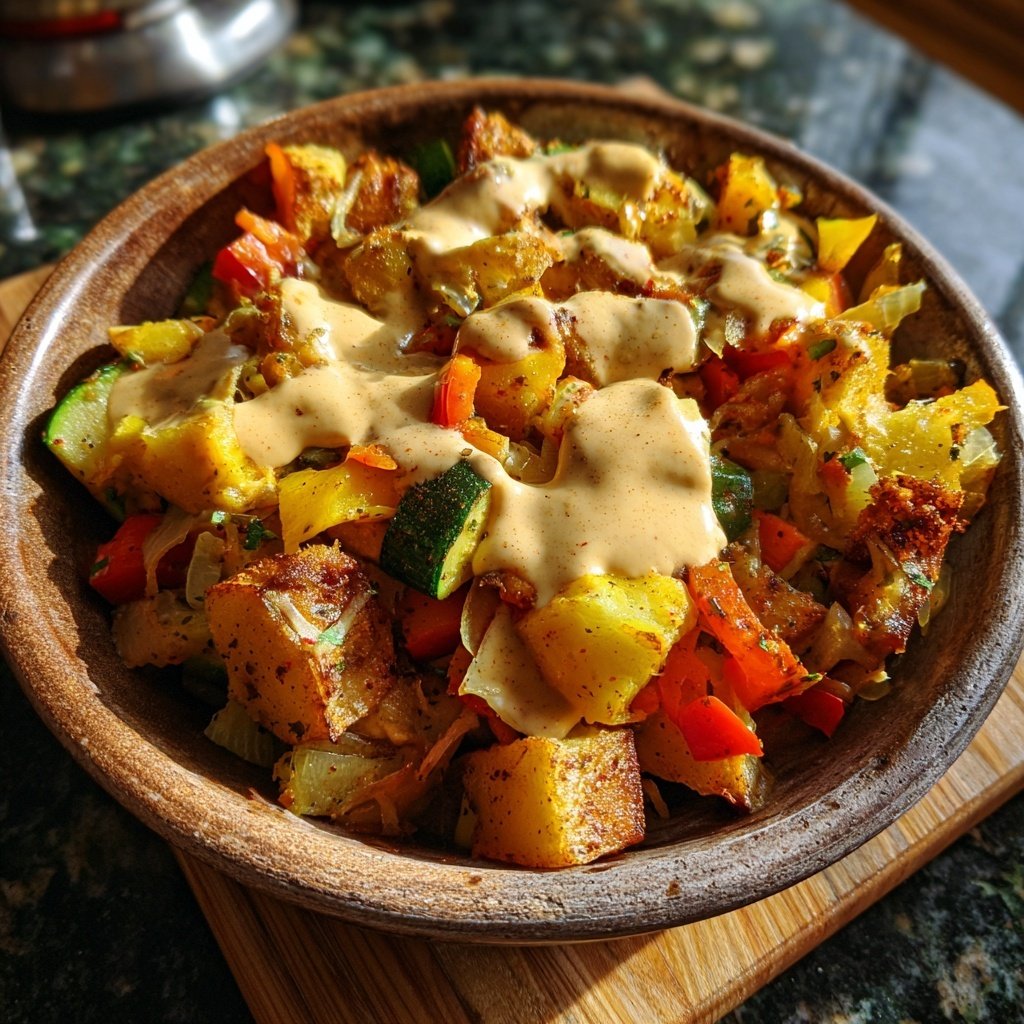 Abendessen mit cremiger Gemüsesauce