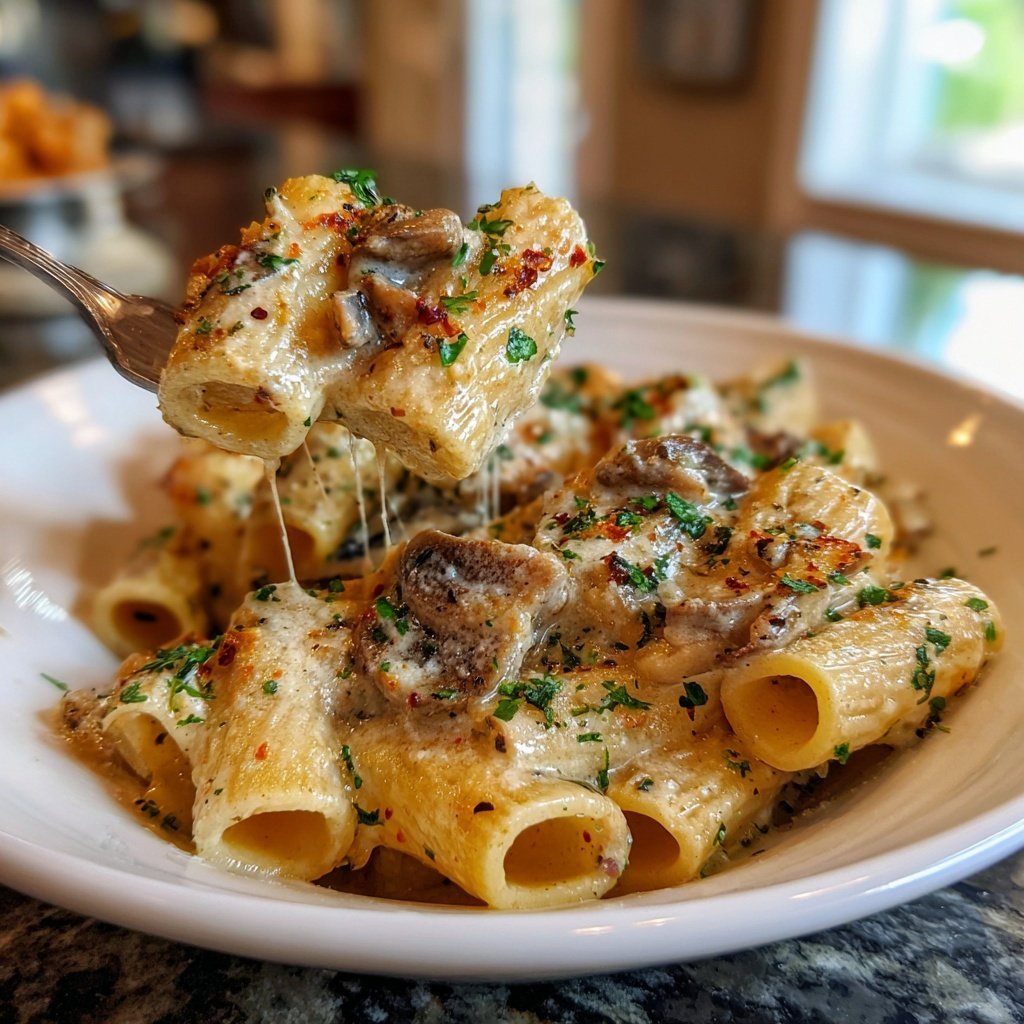 Rigatoni mit Pilzen und Kräutern
