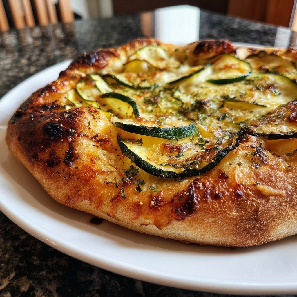 Pizza mit Zucchini und Zitronenöl